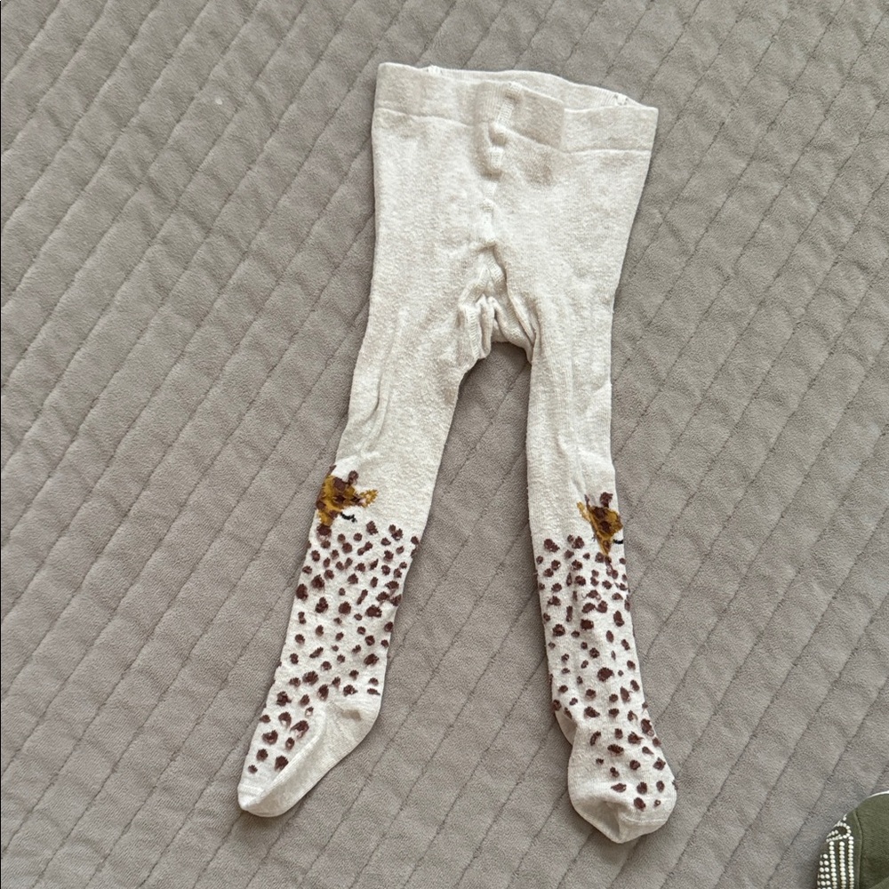 Zara Cream Tights with Brown and Gold Accents